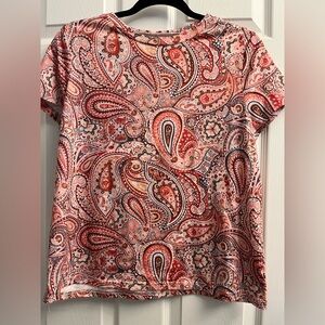 Women’s Paisley Print Shirt - Orange and Brown Medium